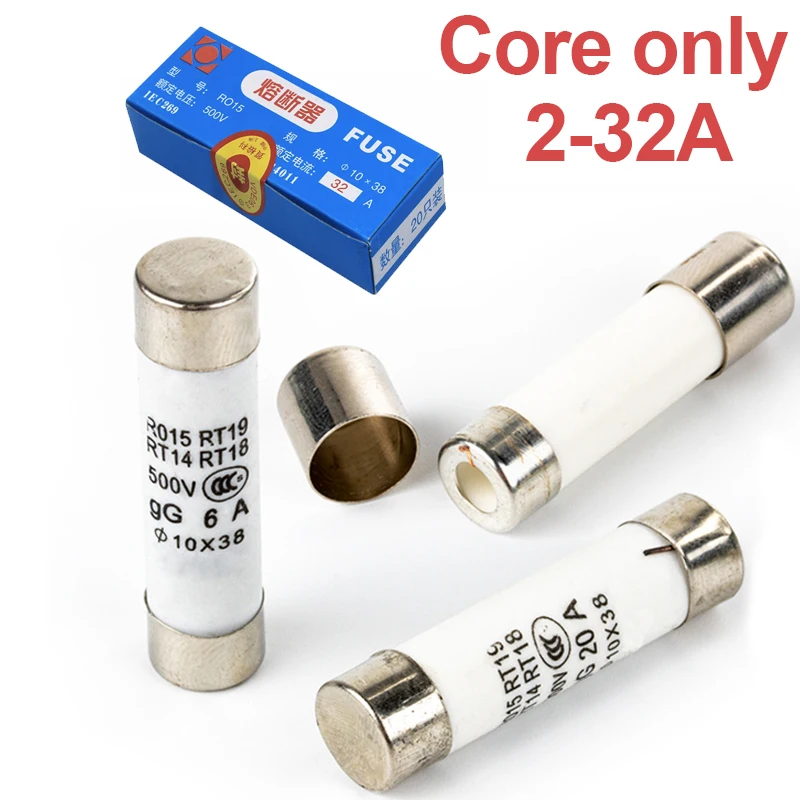 2~32A  RT18-32 20PCS/BOX RO15 RT14 Ceramic fuse 10*38mm 2A 3A 4A 5A 6A 8A 10A 16A 20A 25A 32A 500V RO-15 10x38mm