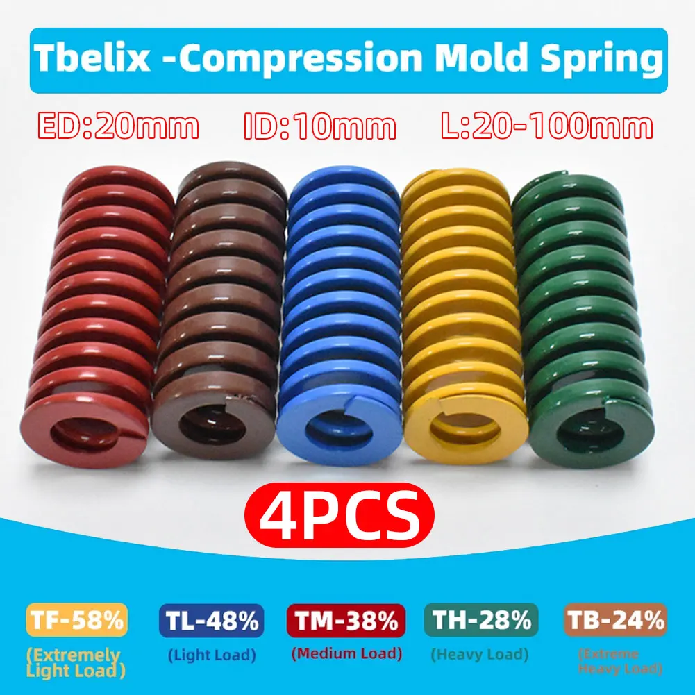 

Tbelix 4PCS Spiral Stamping Spring Coil Compression Spring Release Pressure Mould Spring Steel Internal Diameter 10mm