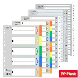 Separadores de archivos A4 coloridos, Archivador A4, separadores de carpeta de plástico PP para Carpeta A4, 2/3/4 anillas, Pestaña de carpeta