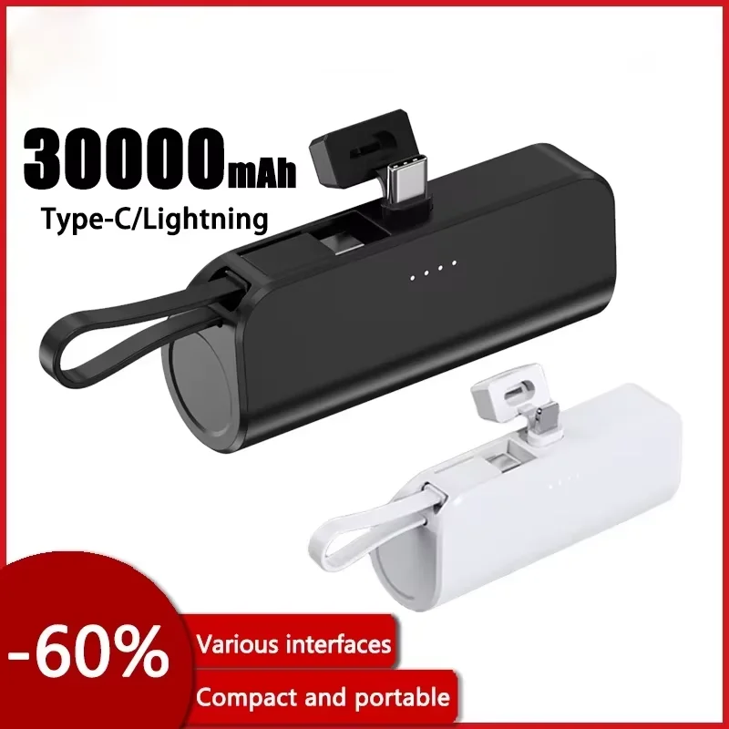 Xiaomi-Banque d\'alimentation portable compacte avec support, chargeur de poche, 30000mAh, compatible avec iPhone, Android, charge rapide