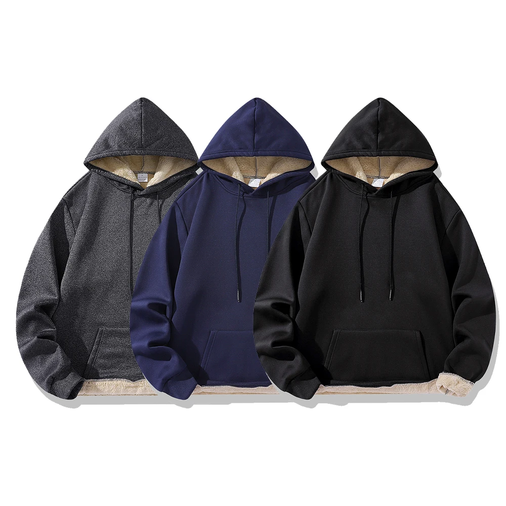 

Winter Lambswool Warm Hoodies Thicken Large Size Hoodies Casual Sport Coats Long Sleeve Pullover Sweatshirts clothes
