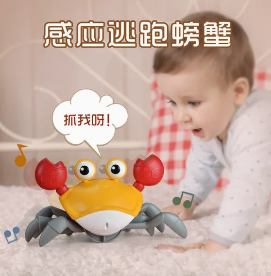 New Auto-sensing Escape Crab toy Children Crawling Avoiding Obstacles Electronic Pet With Music Baby Walking Toy Without battery