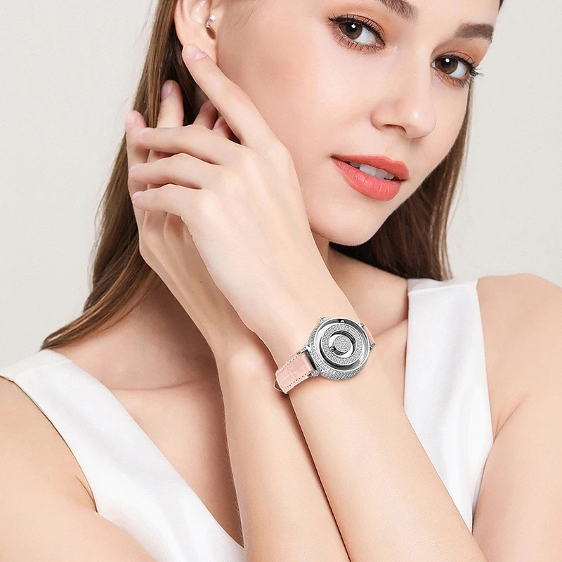 EUTOUR Nuevo reloj magnético con diamantes para mujer, reloj mecánico resistente al agua de moda de lujo, correa de cuero