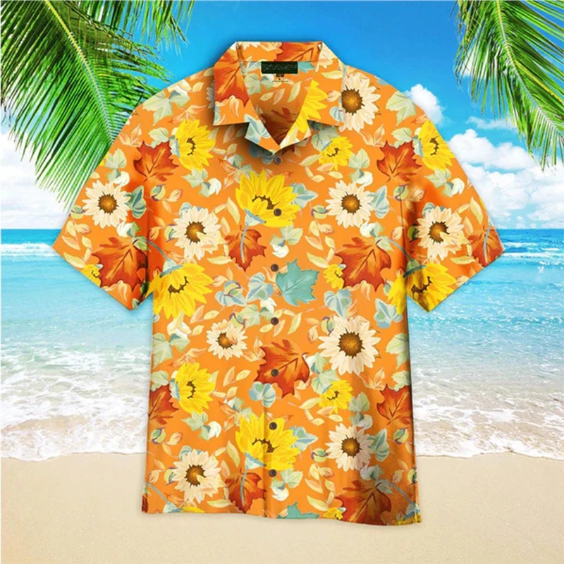 New 2024 Summer Hawaii Shirt Hawaiian Holiday Flower 3D Print Fashion Harajuku Beach Travel Camisa Casual Oversized Blouse Lapel