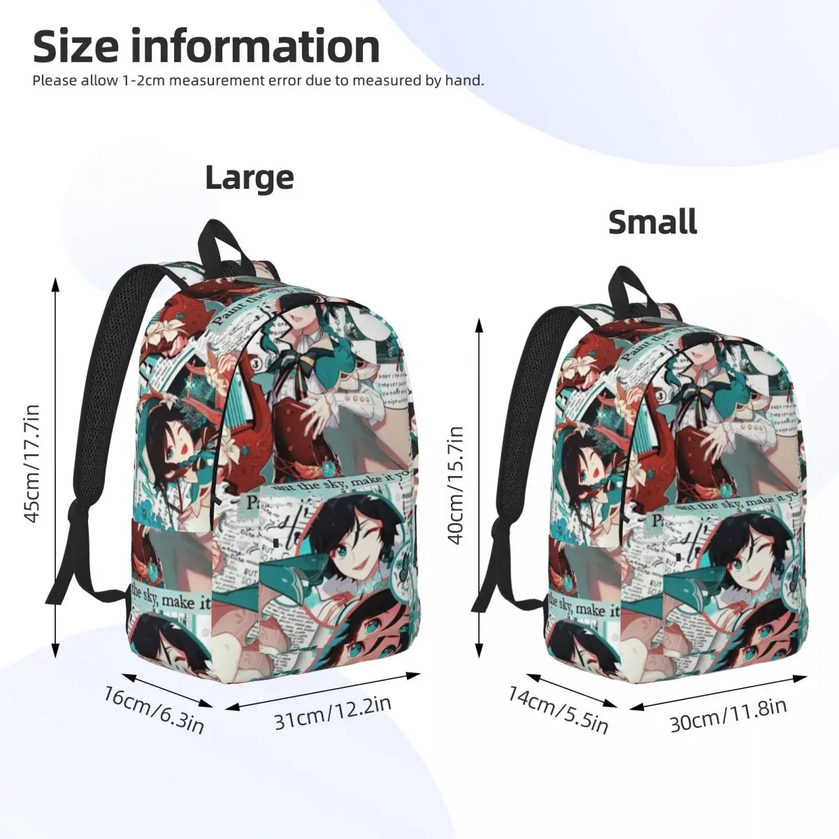 Mochila Genshin Impact Venti para Homens e Mulheres, Bolsa de Ombro para Computador, Laptop Cartoon, Video Game, Estudante, Mochila Empresarial, Moda