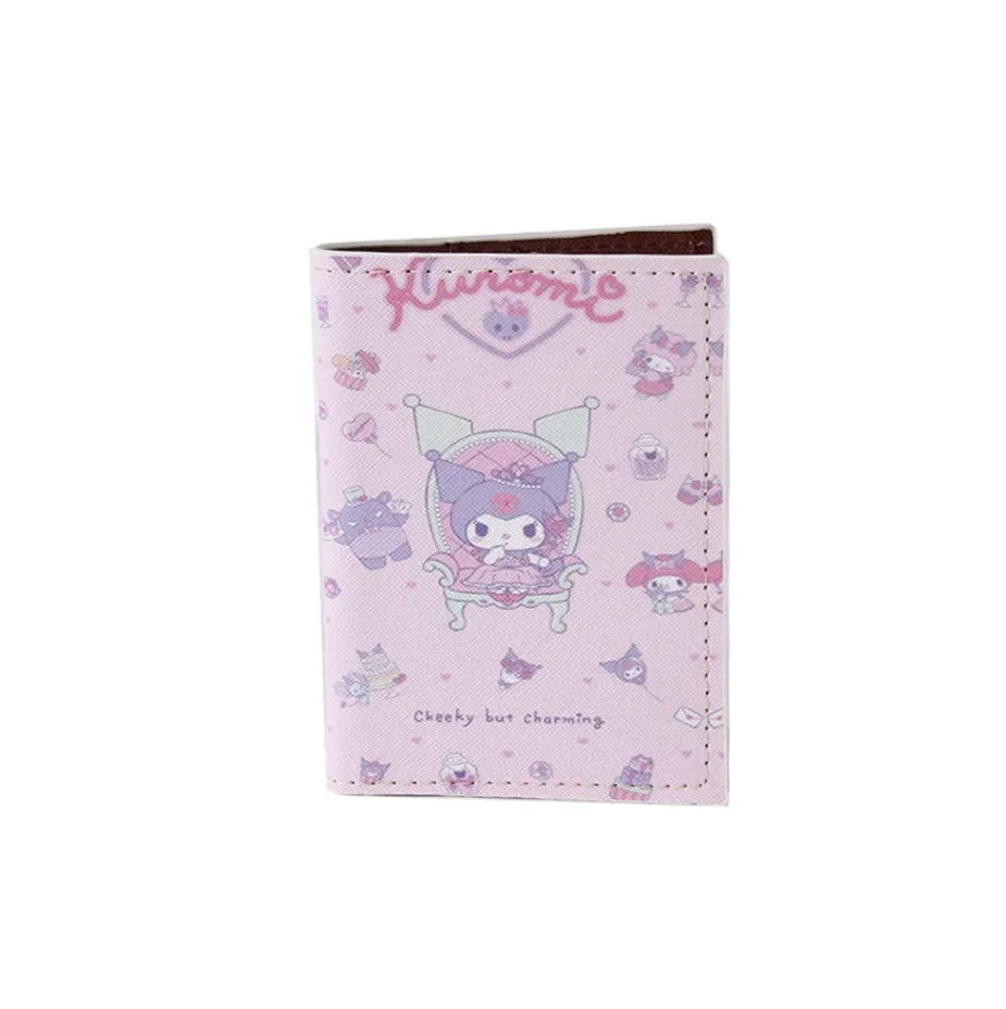 Sanrio Passport Case Kuromi Hello Kitty Cinnamoroll Print Leather Document Protective Cover Multiple Card Slots Passport Holder