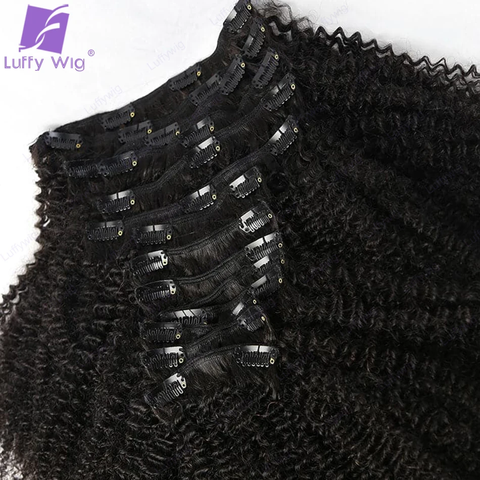 4B 4C Seamless Clip In Human Hair Extensions Kinky Curly Pu Clip Ins Human Hair for Women Weft Clip In Hair Extensions Curly