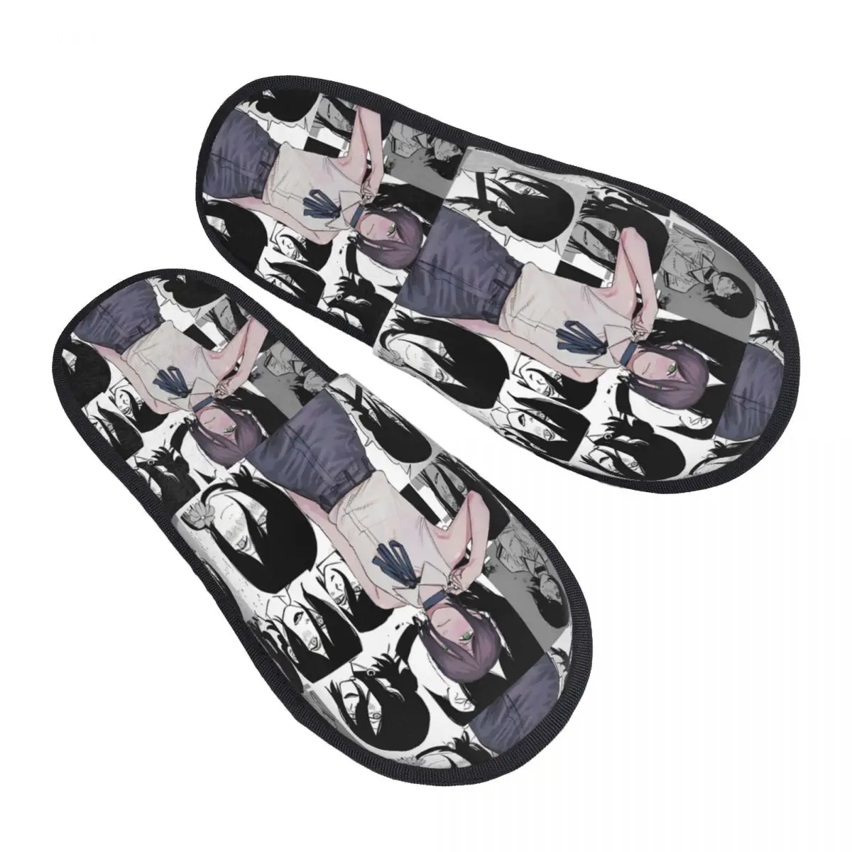 Winter Furry Slippers Chainsaw Man Reze Accessories Household Fur Slides Slippers Indoor Anime Manga Cozy Non-slip Slides