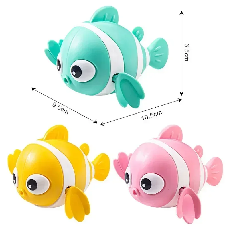 Bath Toys Cute Swimming Clown Fish Bath Toy for Toddlers Floating Wind Up Toys for Boy Girl New Born Baby Bathtub Toddler Toys