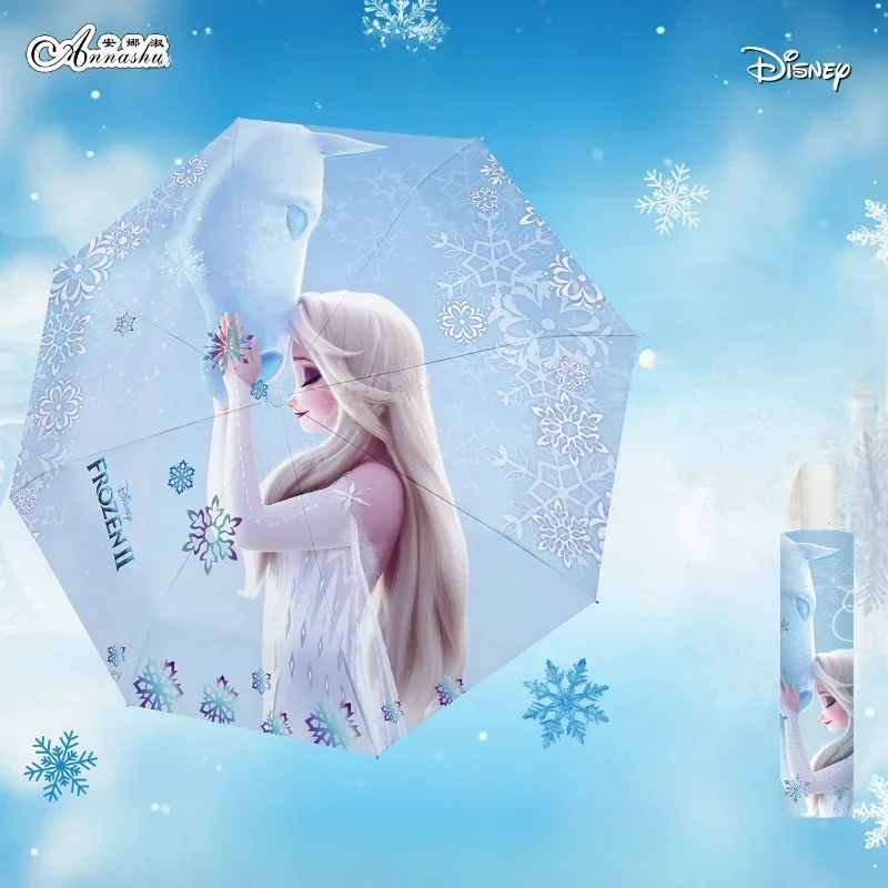 Ombrello da viaggio pieghevole Disney Kawaii Frozen Ombrello tascabile compatto leggero a 6 coste antivento antipioggia con