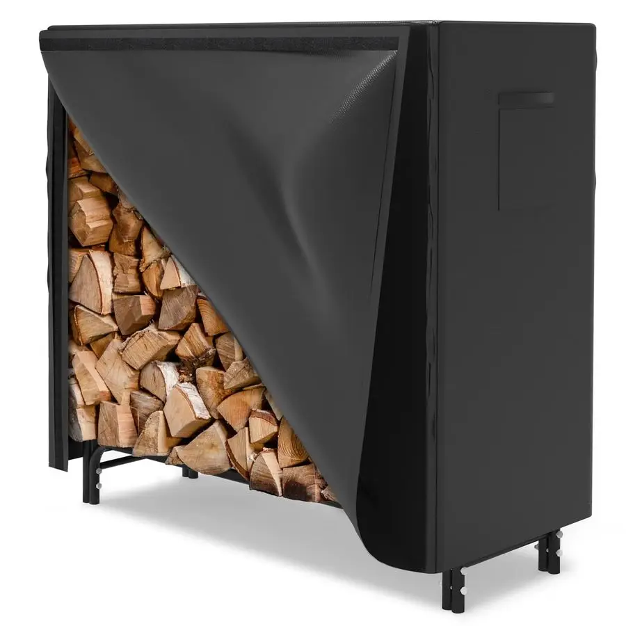 

4ft Firewood Log Rack with Cover Outdoor, Heavy Duty Firewood Rack With Weather Resistant 600D Oxford Fabric Cover, Indoor Outdo