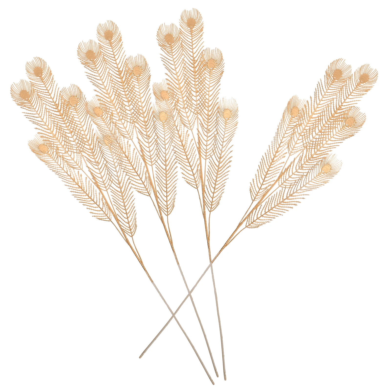 

4pcs Artificial Plants Golden Simulation Leaf Branches for DIY Floral Arrangement Wedding Decor Vase Filling Ornament Home