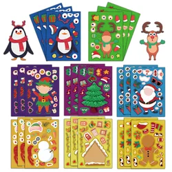 8PCS Creative Christmas Face Changing Series Stickers, Account Materials, Skateboarding Notebook Gooka Stickers