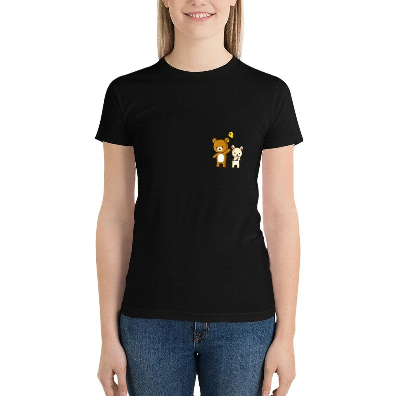 Camiseta de Rilakkuma, Korilakkuma y Kiiroitori, tops de verano, ropa estética, camisetas bonitas para mujer