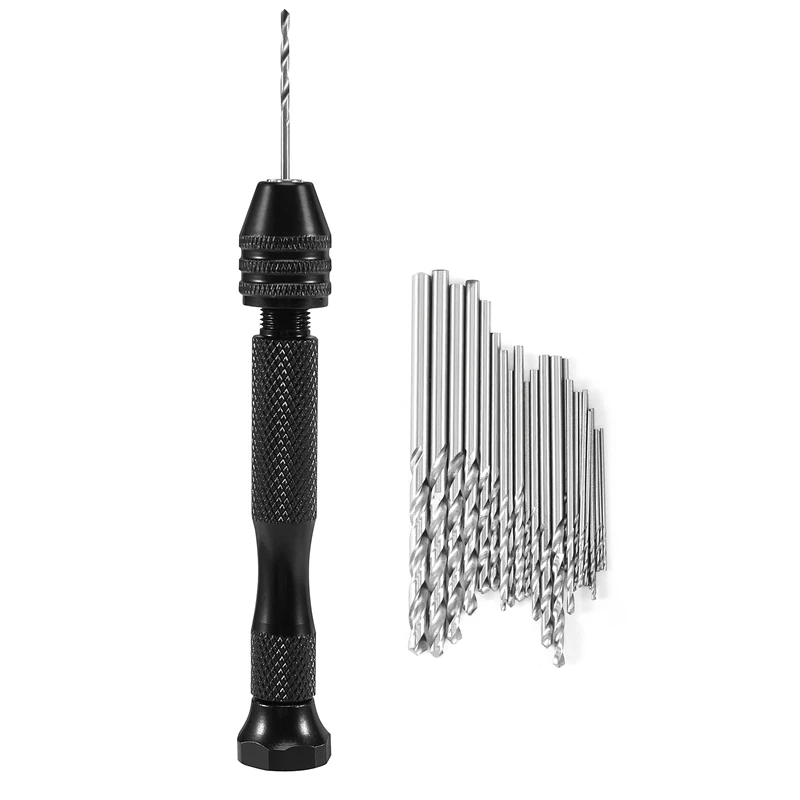 Hand Drill Bits Set 31Pcs Hand Drill Set Precision Pin Vise Micro-Mini Twist Drill Bits For Metal Wood, Delicate Manual Work, El