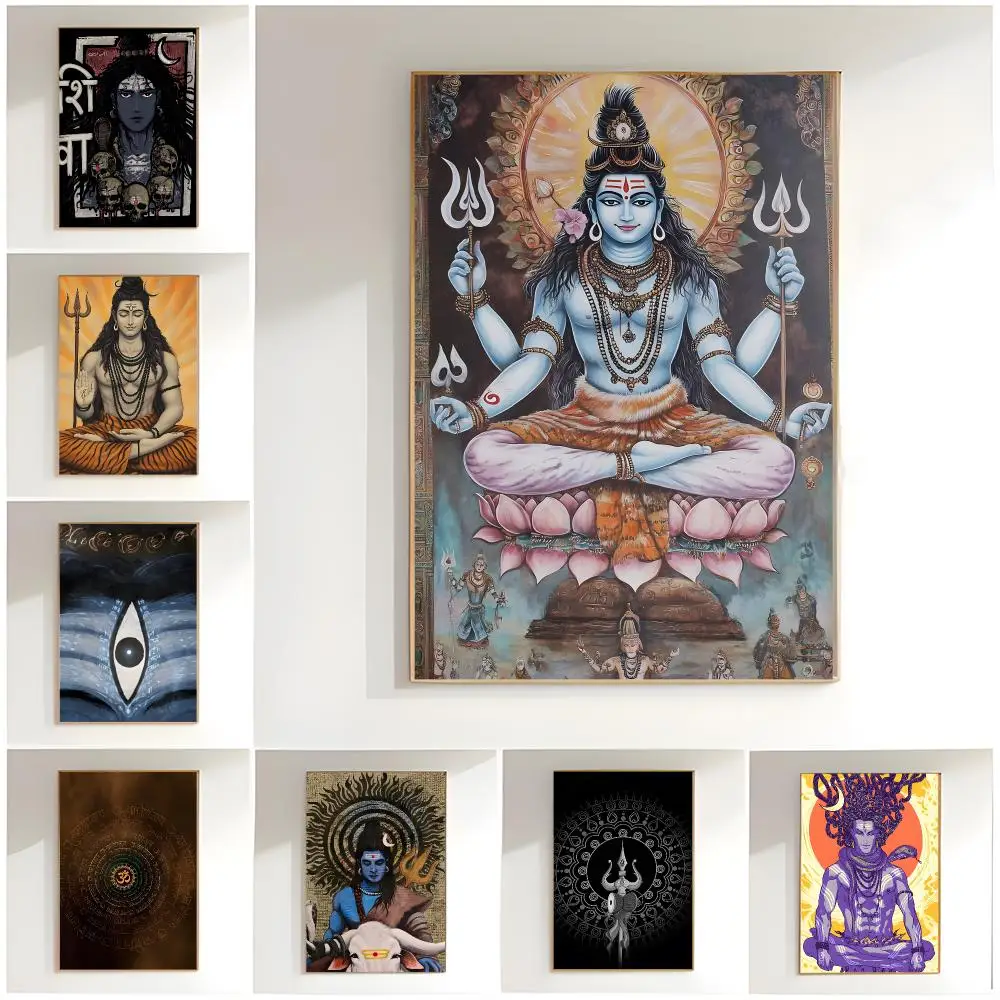 Spiritual Artwork Lord Shiva Hindu God Buddha Poster Classic Wall Art  Home Decor  Peel and Stick Unframed