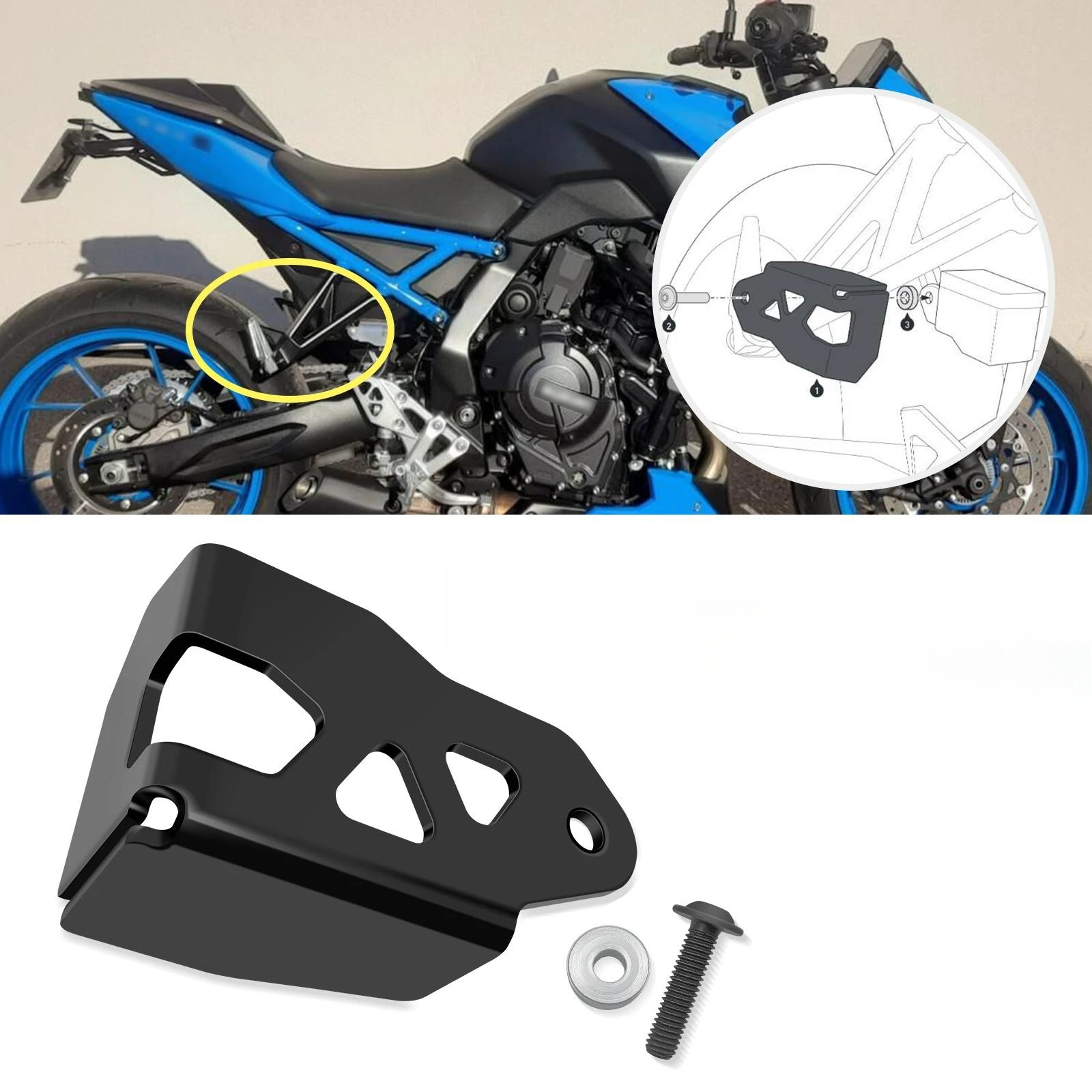 

Motorcycle Rear Brake Master Cylinder Guard Oil Can Protective Cover For GSX-8S GSX-8R GSX-S1000GT 2023