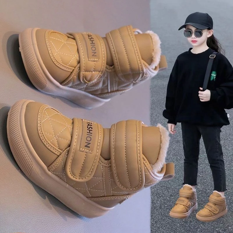 

Kids Winter Snow Boots Warm Fleece Lined Waterproof Non Slip Thick Cotton Shoes for Boys Girls Mid Large Size New Arrival