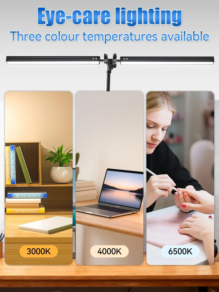 LED Desk Lamp 360 ° angle adjustment with3 colors dimming remote control Folding Reading Desk Lamp eye protection