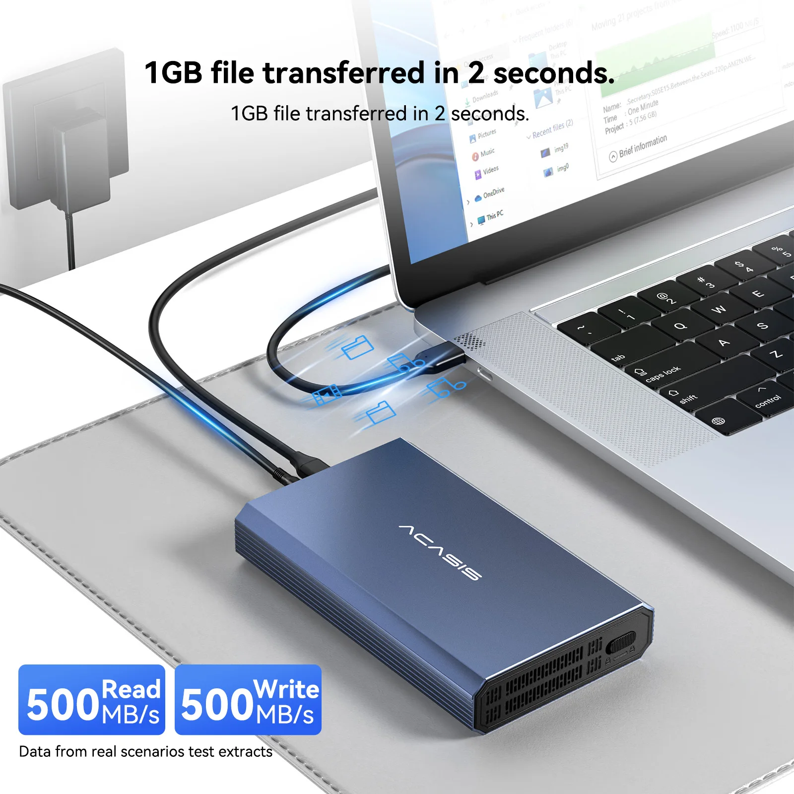 ACASIS 2.5''/3.5'' HDD Case Adapter 10Gbps Aluminum Alloy USB3.2 Type C Gen2 HDD Enclosure 30TB Expansion Tool-free for Laptop
