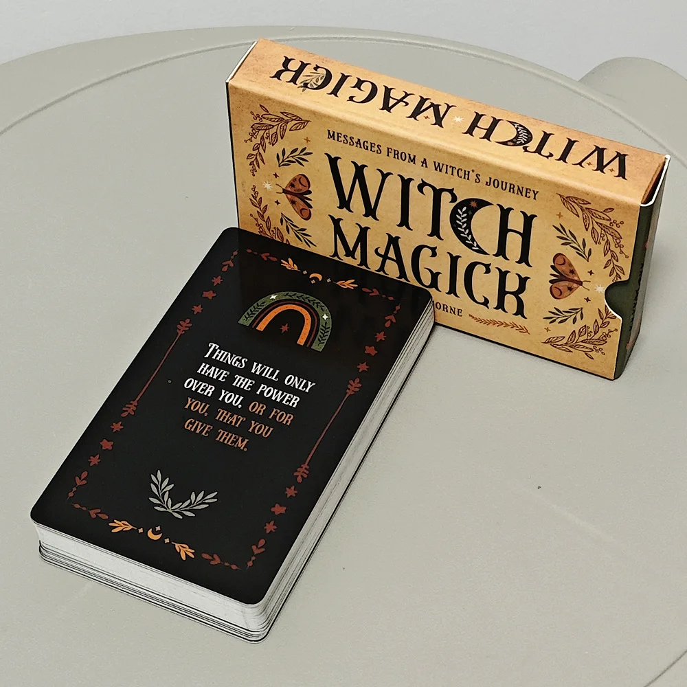 Witch Magick Oracle Cards Inspirational Affirmation Card Deck Boho Witchcraft Motivational Quotes Cards Double Sided Design