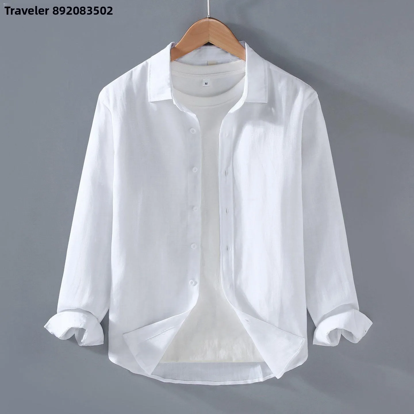 

American Style Slim Fit Linen Shirt Men's Thin Lightweight Long Sleeve Breathable Sun Protection Clothing Cotton Linen Material