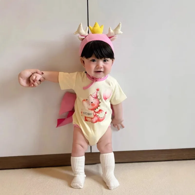 

Korean Baby Romper Summer Dinosaur Outfit Funny Cute Cotton Crawling Suit Photography Clothes for Boys Girls 0-24 Months Newborn