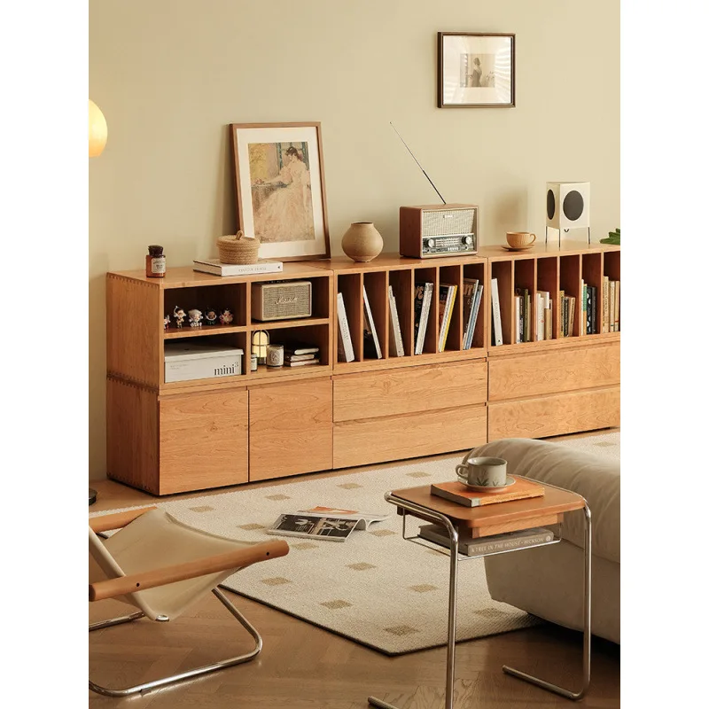 Nordic solid wood TV cabinet household small apartment floor multi-functional combination cabinet living room