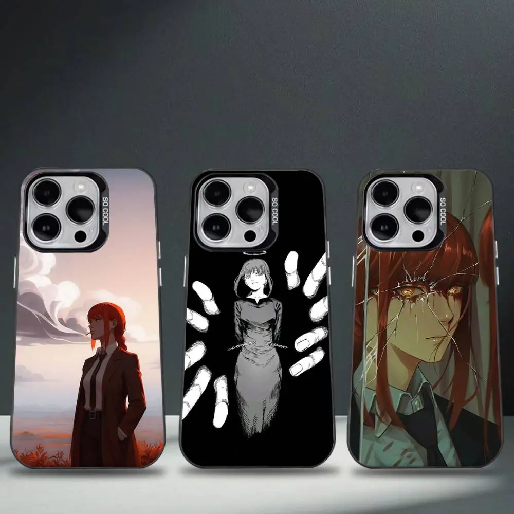 

C-Chainsaw M-Makima Phone Case For iPhone 17,16,15,14,13,12,11,Pro,Max,Plus,E,Air,Mini Black Tpu Cover