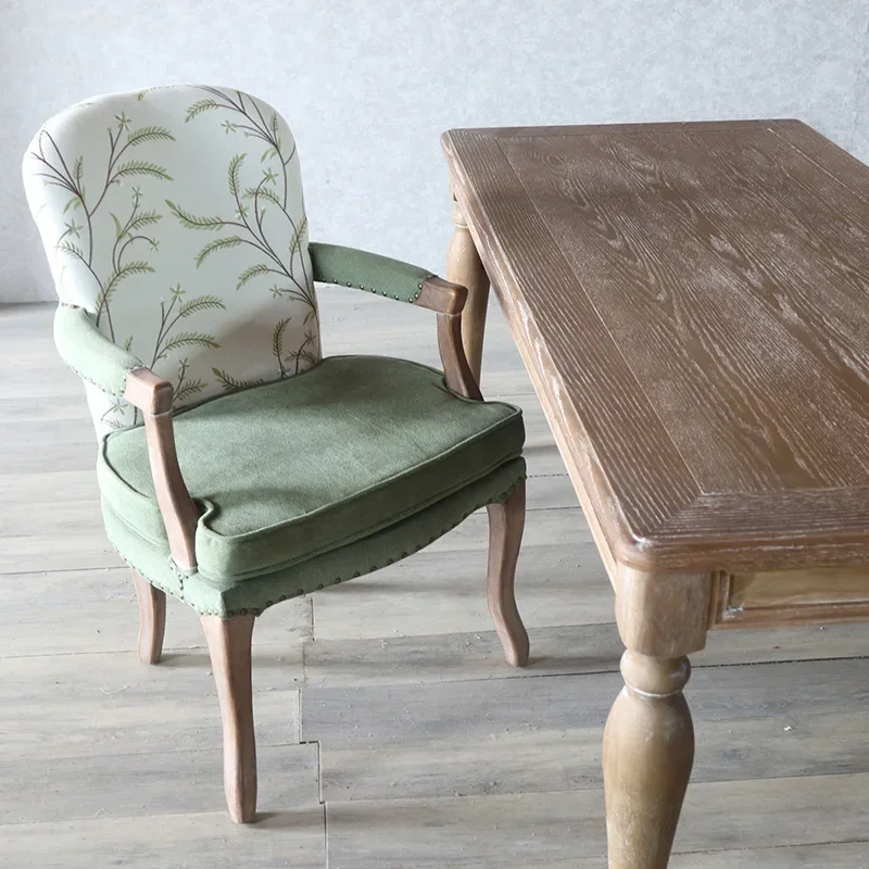 Retro Solid Wood Dining Chair French Study Style