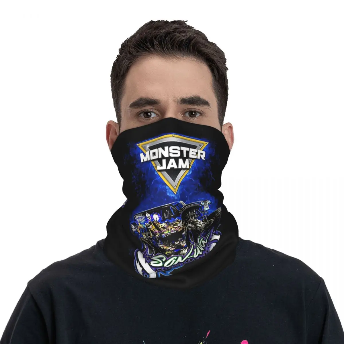 Classic Monster Jam Pattern Bandana Neck Gaiter Printed Magic Scarf Warm Balaclava Hiking Fishing Unisex Adult Winter