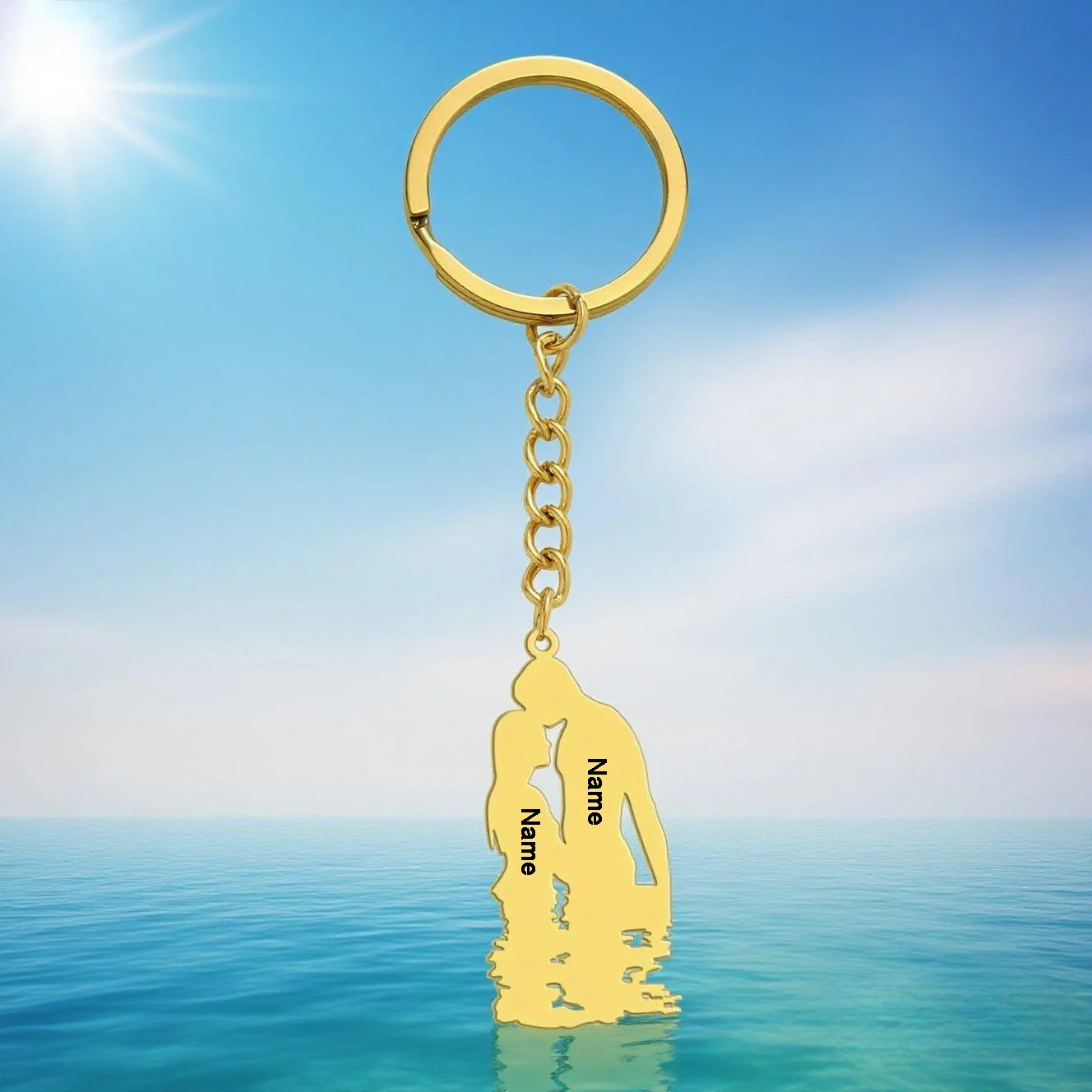 

Custom Water Lover Keychain With Two Names Suitable Couples Show Off Their Love Daily Life Surprise Gift Anniversaries Birthdays