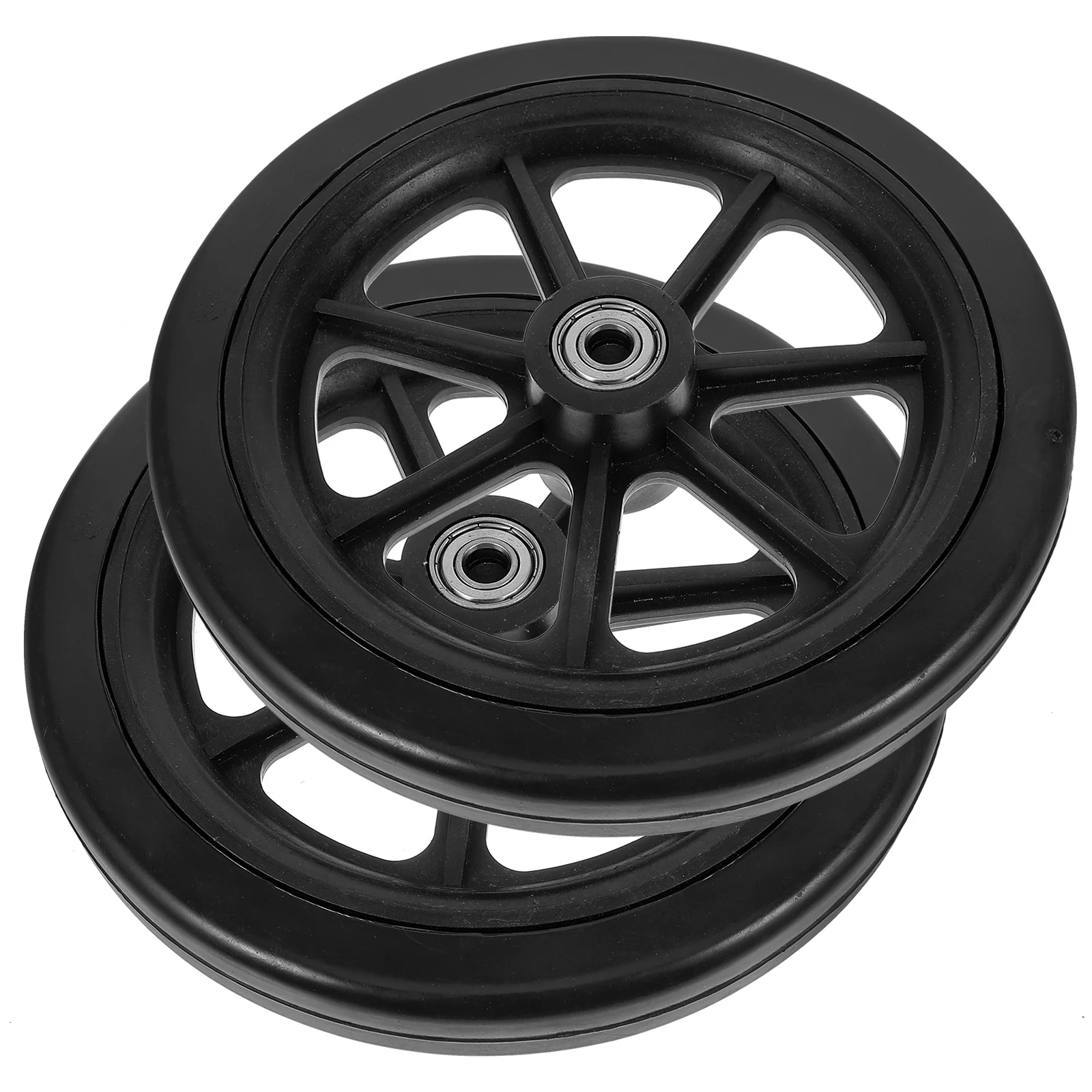 

7 Inch Black Large Casters Solid Tire Wheelchair Replacement Durable Heavy Duty Universal Wheels for Elderly Shopping Cart