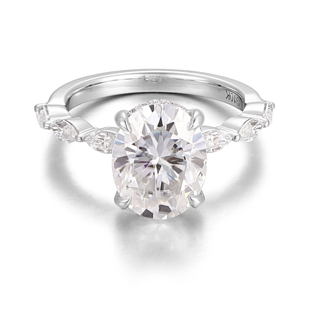 

Provence 14K Soli Gold Engagement Rings for Women Oval Cut D Color Half Eternity Rings for Wife 3 CT DIY Custom Statement Ring