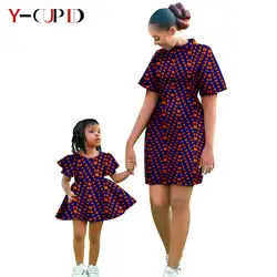 African Print Dresses for Women Matching Couple Clothes Baby Girl Dress Family Outfits Dashiki Mother and Daughte Outwear 24F033