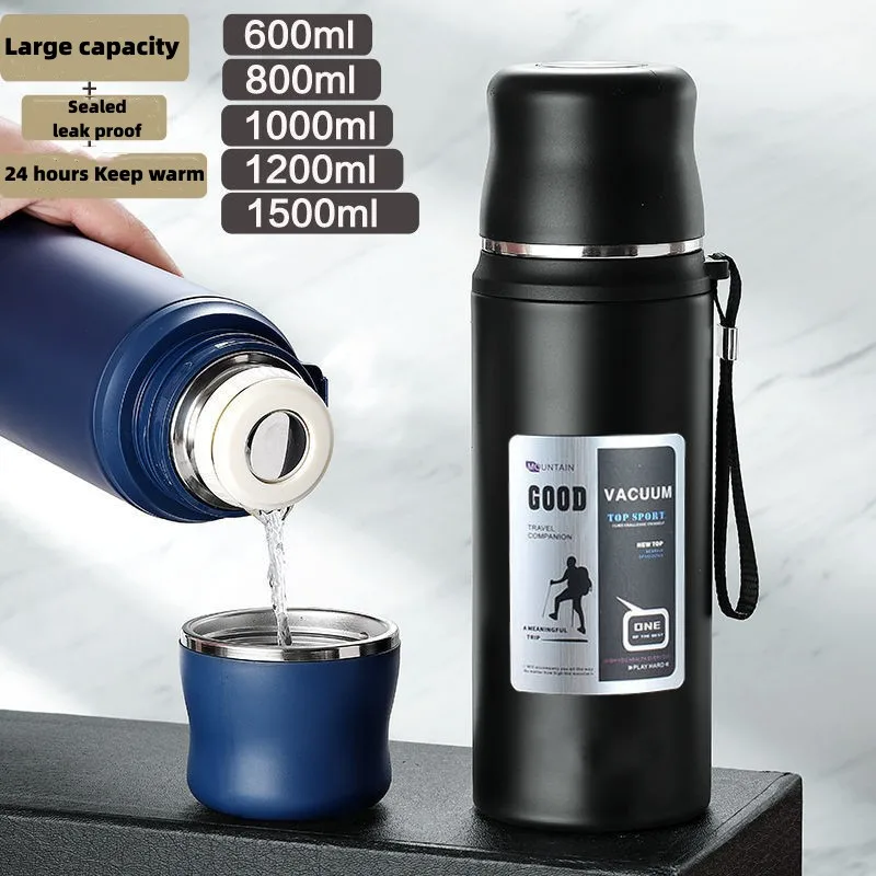 

Large Capacity Stainless Steel Water Bottle With Lid Cup Coffee Vacuum Flask Outdoor Travel Thermal Cup Leakproof Thermos Bottle