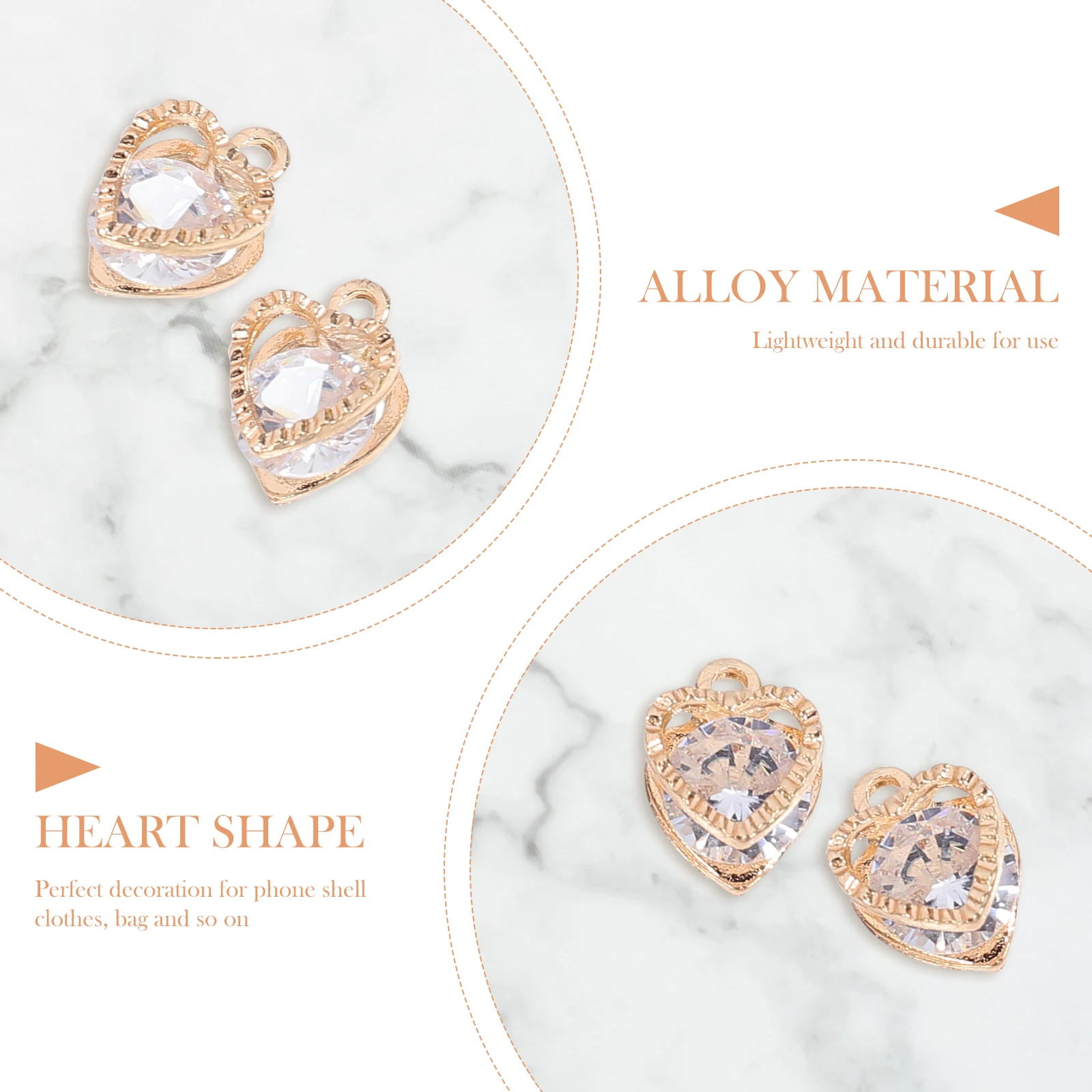 

50pcs Alloy Diy Making Accessories Heart Shape Decor For Phone Shell Bag Costume Jewelry Pendants Craft Supplies