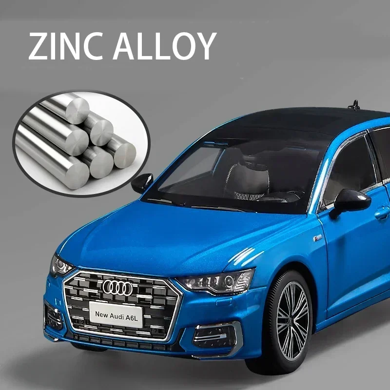 1:18 AUDI A6L liga modelo de carro brinquedos carros fundidos 6 portas abertas com luz sonora puxar para trás modelos de escala brinquedos para meninos presentes