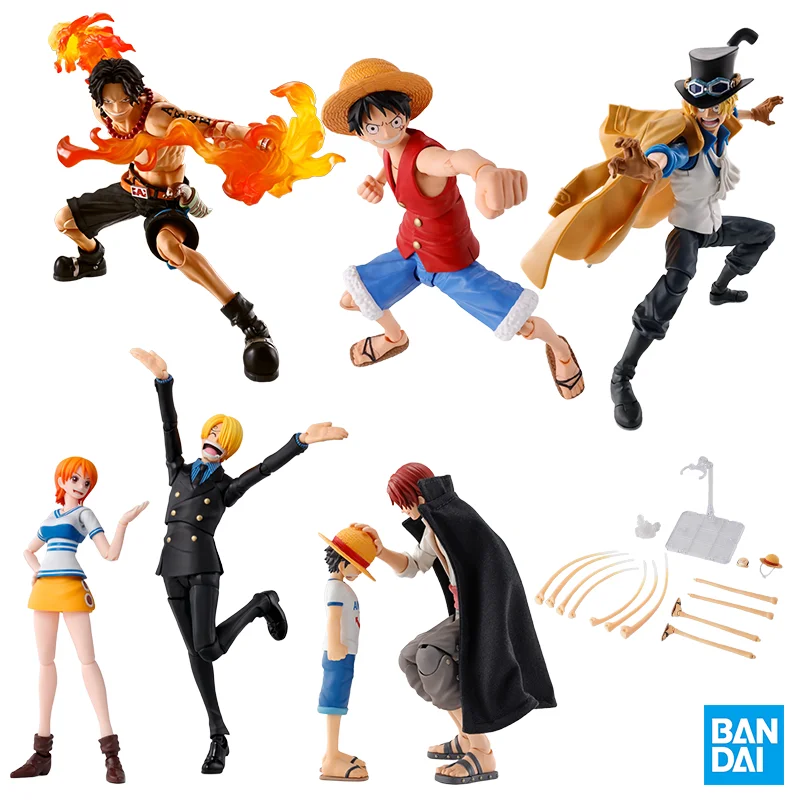 

Bandai Genuine One Piece Model Kit Аниме Фигурки SHF Shanks и Luffy Portgas D. Ace SABO NAMI SANJI Аниме Фигурка Подарки