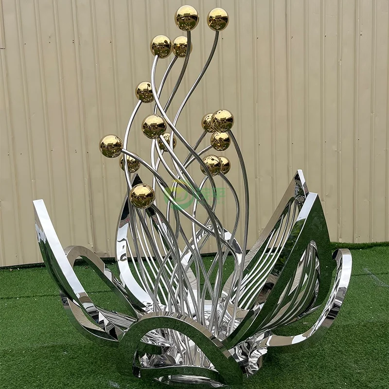 Custom OEM ODM Modern Outdoor Metal Crafts Art Stainless Steel Garden Large Flower Sculpture