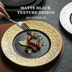 10inches Dinner Dish Frosted Ceramic Dishes to Eat Two-color Plate Steak Western Plate Tableware Plates Dinner Sets Kitchen Bar