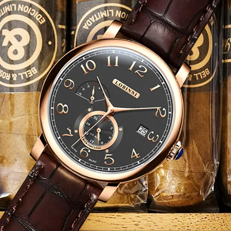 

Lobinni Мужские автоматические часы 40 мм Механические наручные часы 50 м Водонепроницаемые сапфировые часы с несколькими циферблатами Дата недели 24 часа