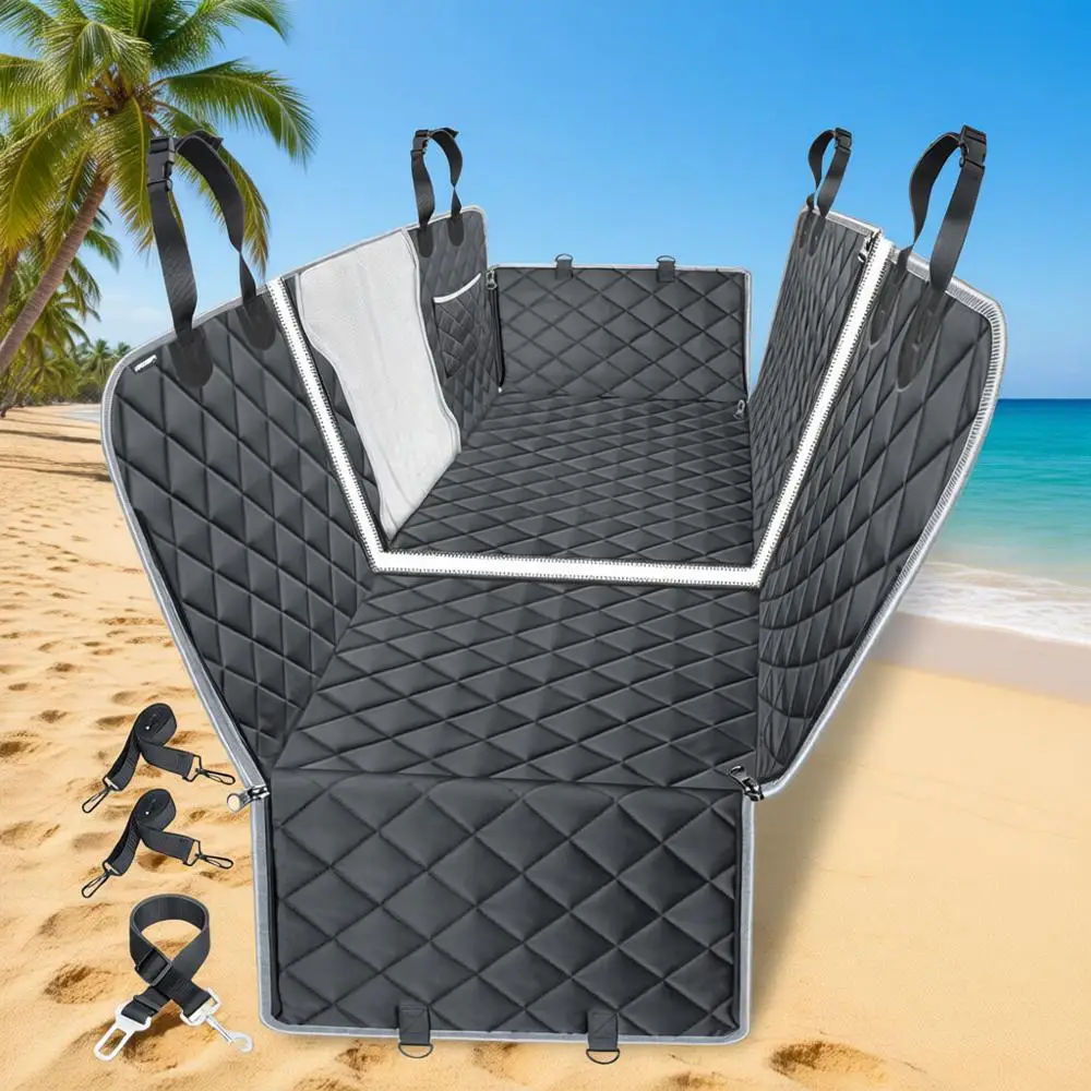 

Universal Waterproof Dog Car Seat Cover with Mesh Window and Side Lap for Back Seat Protection in SUVs, Trucks