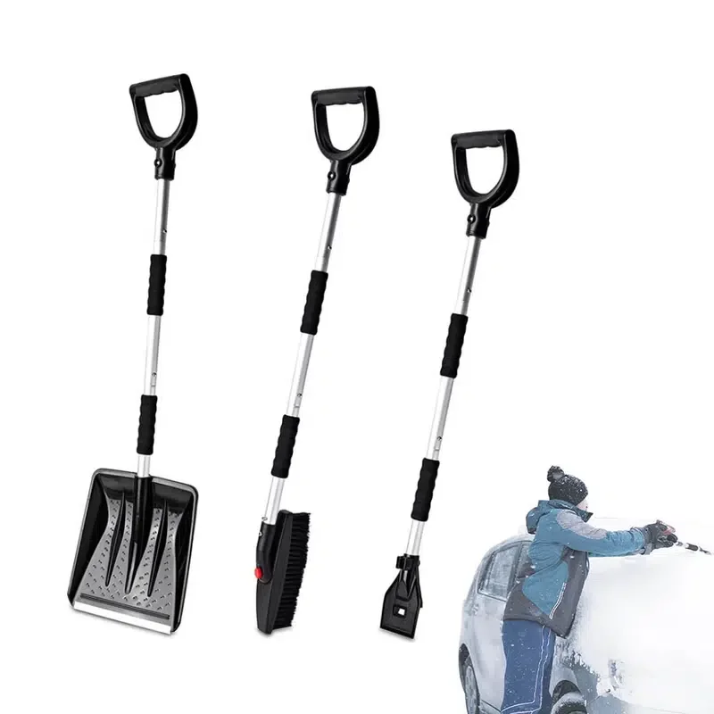 Car Snow Shovel Kit, Multifunctional Snow Shovel And Brush 3 In 1 Shovel For Car Snow Removal Collapsible Snow Sand Mud Removal