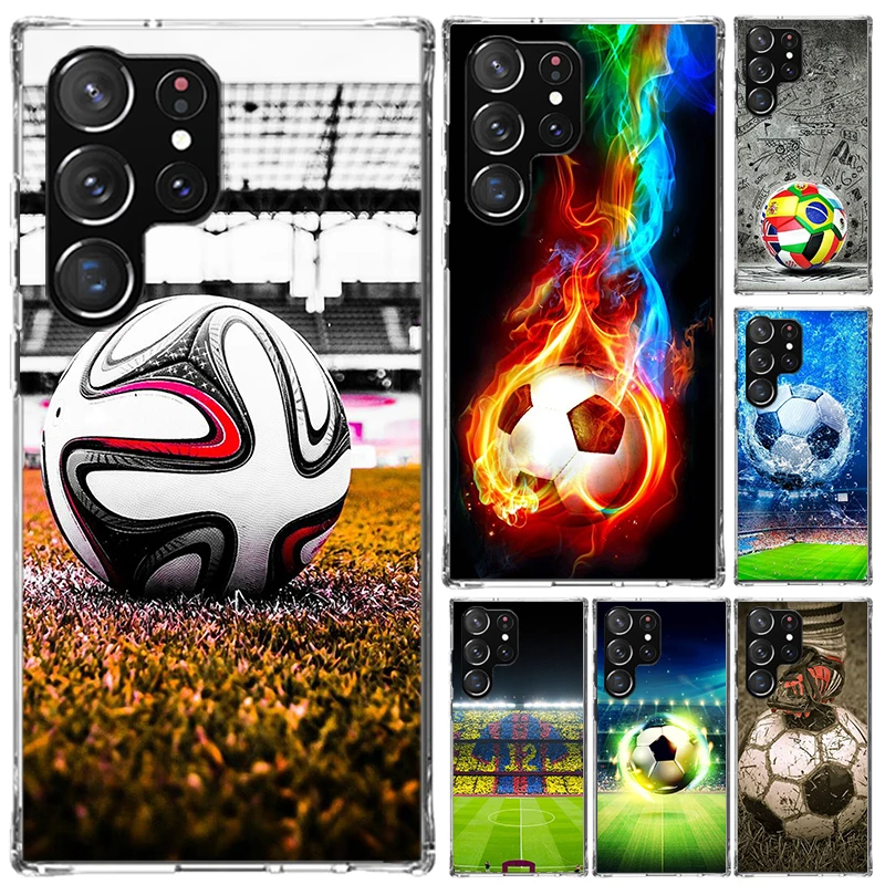 Football Soccer Ball Design Phone Case for Samsung Galaxy Note 20 Ultra 10 Plus 9 8 M12 M21 M30S M51 M52 J4 J6 + J8 Funda Print