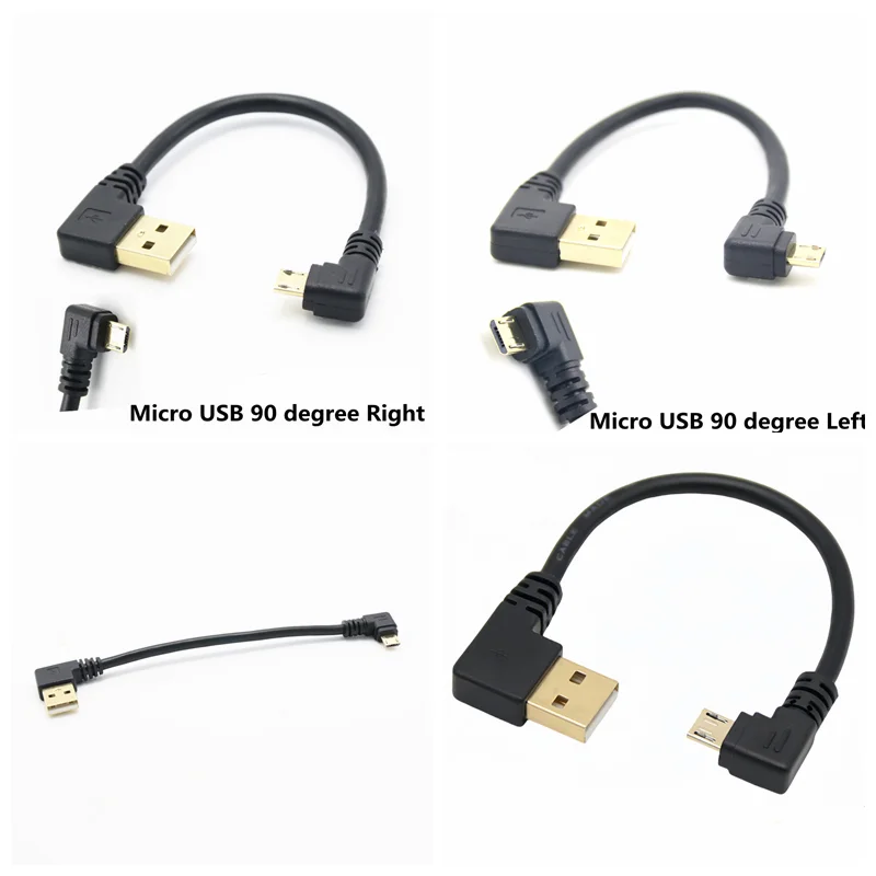 short 14cm 90 Degree Left Right Angle Micro USB to Left Angled USB Tpye A Male 90 Degree Cable Data Charge Cord For Mobile Phone