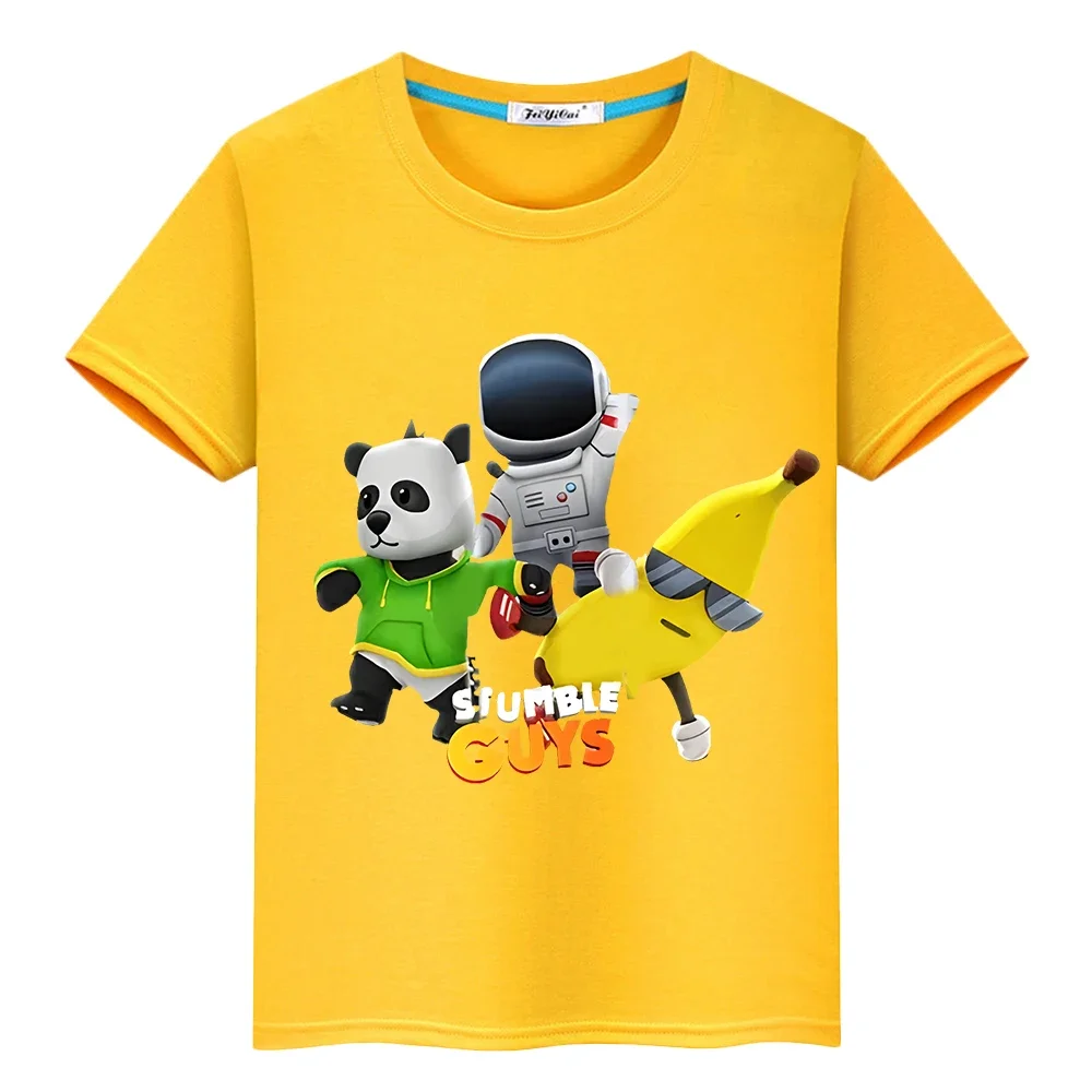 Stumble Guys Kawaii Print 100% Cotton Short T-shirt y2k one piece boys anime Tees Casual Tops pride tshirt kids clothes girls