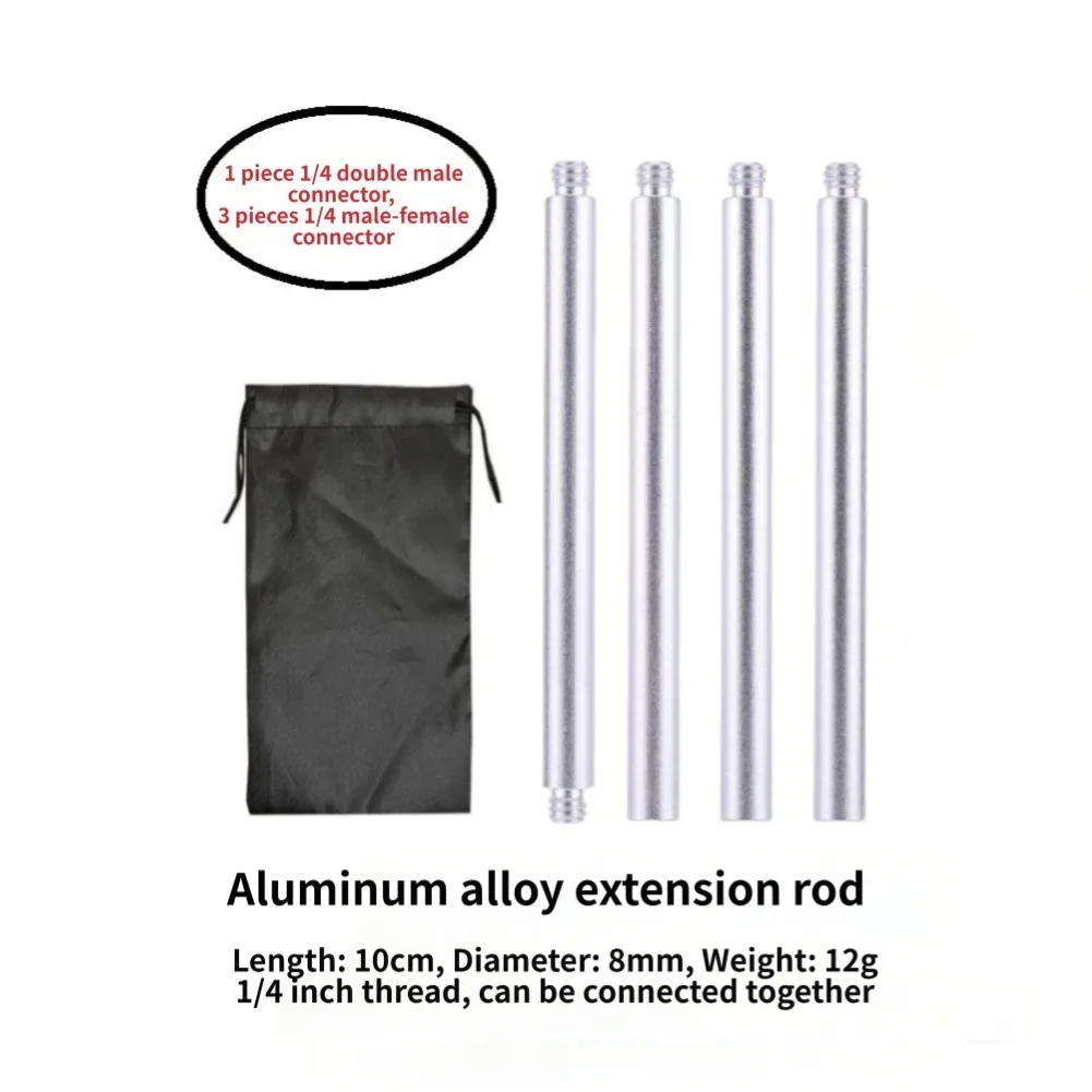 Silver 1 4 Thread Extension Rod Extendable Light Rod Lightweight Aluminum Alloy Standard 1 4 Inch Thread Stackable Design