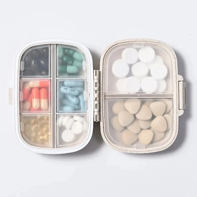 1-4Pcs 8 Grids Mini Pill Case Sealed Container Waterproof Moisture-Proof Portable Tablet Storage Portable Small Medicine Box