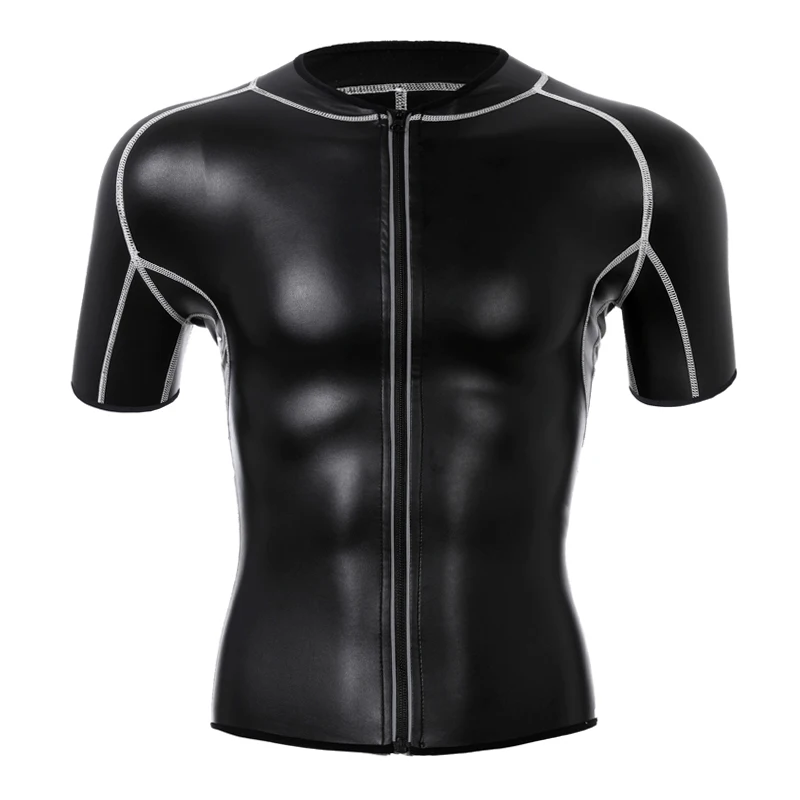 Men`s Stand Collar Leather Jacket White line Faux Leather Pants Fitness Men Body Shaper Waist Trainer Corsets Zipper Slim Shirts